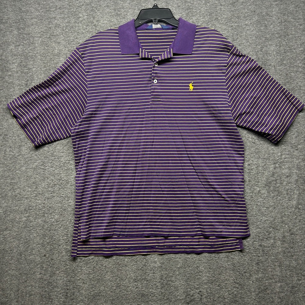 Polo Golf Ralph‎ Lauren Purple Striped Pima Cotton Golf Polo Shirt Medium